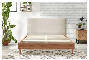 Beżowo-naturalne łóżko dwuosobowe ze stelażem 160x200 cm Noa – Bobochic Paris