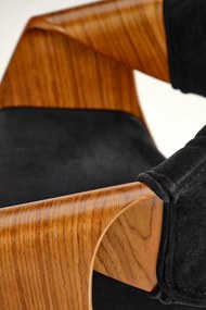 Krzesło tapicerowane welur sklejka gięta orzechowy/czarny K586