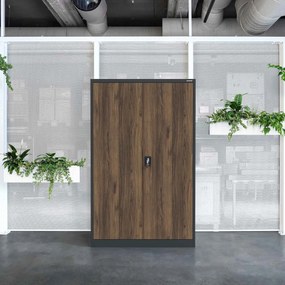 Szafa biurowa metalowa na dokumenty JAN II, Eco Design: antracyt/orzech