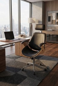 Nowoczesny fotel obrotowy czarny + dąb złoty P3-A56