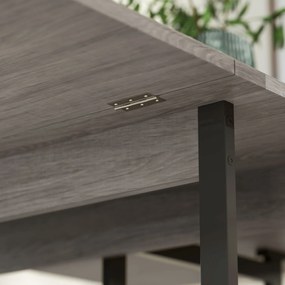 HOMCOM Rozkładany Stół w Stylu Industrialnym, dla do 4 Osób, Otwarte Półki, Elastyczny, Metal, Płyta wiórowa, Szary