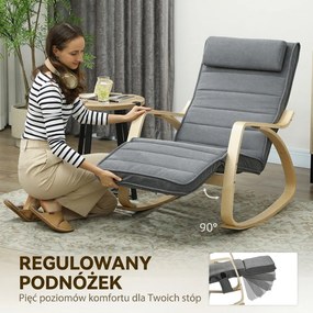HOMCOM Fotel bujany z masażem funkcja podgrzewania lędźwiowego 3 tryby szary wygodny fotel relaksacyjny | Aosom PL