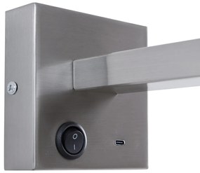 Nowoczesny stalowy Kinkiet / Lampa scienna z USB-C z możliwością regulacji - Rex Nowoczesny Oswietlenie wewnetrzne