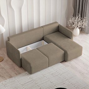 Masseno Narożnik SUVINO z funkcją spania i pojemnikiem na pościel Narozniki L, Rozkładana sofa - Brązowy, NEVE 16