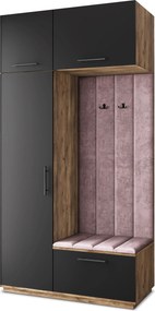 Masseno Garderoba REMA 120/240/60 cm Nowoczesna Szafa do Przedpokoju Dąb lefkas, MONOLITH 62 (Wrzosowy)