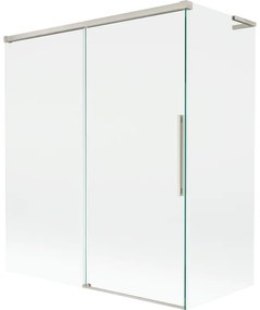 Mexen Rox L parawan nawannowy 2-skrzydłowy rozsuwany 140 + 70 x 150 cm, transparent, nikiel szczotkowany - 8C9L-140-070-97-00