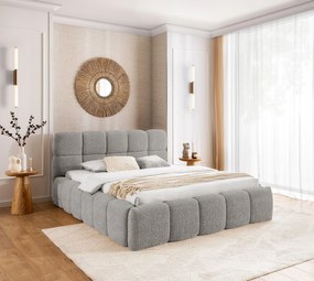 Szare nowoczesne łóżko boucle 5 rozmiarów T5-T54