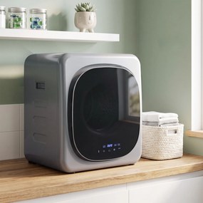 HOMCOM Suszarka wentylacyjna 4 kg z trybem Smart, 800 W, kompaktowa suszarka z bębnem ze stali nierdzewnej, srebrna | Aosom PL