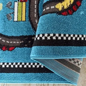 Niebieski dywan z motywem toru wyścigowego B5-D20