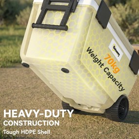 Outsunny Lodówka Turystyczna 70L Duża Pasywna Termobox do 72 Godz. Chłodzenia, z Izolacją PU Kółkami Zaworem Spustowym Uchwyt | Aosom PL