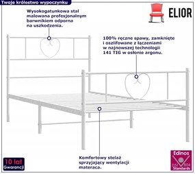 Białe metalowe łóżko loftowe 80x200 cm Sheldon 2X