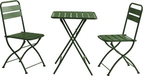 Zestaw mebli jadalnianych ogrodowych składanych z metalu - stolik o szer. 60 cm i 2 składane krzesła - Khaki - MIRMANDE marki MYLIA