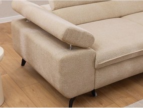 Beżowy narożnik z tkaniny szenilowej (prawostronny/w kształcie litery L) Marbeya – Ropez