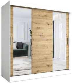 Szafa przesuwna biały + dąb artisan 200 cm - Seko 6X