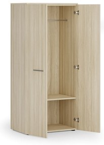 Szafa ubraniowa biurowa PRIMO WOOD, 1 półka, drążek do szafy, 800 x 500 x 1781 mm, dąb naturalny