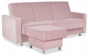 Wersalka Narożnik Alicja z pufą sofa kanapa rozkładana Family Meble różowa