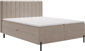 Emporius Florence Box łóżko z materacem 160x200 - pojemnik, topper - łóżko dwusobowe 160x200 cm, nowoczesny styl - tkanina aksamitna, beżowy (Komodo 11)