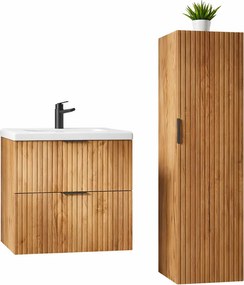 Komplet 2 łazienkowych szafek dąb craft złoty Z6-L42