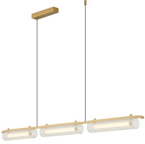 Lampa wiszaca regulowana nad stół - Ariana Złota 126 cm, klosze przezroczyste,