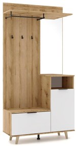 Zestaw do przedpokoju z lustrem SVEN brązowo-biały