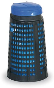 Plastikowy kosz na worki na odpady 120 l, czarny, niebieske wieko