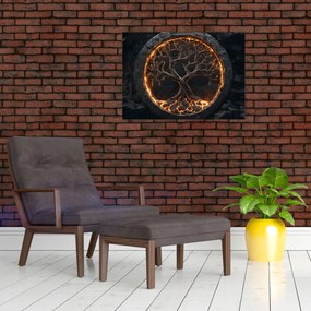 Obraz na szkle – Drzewo życia w lawie I. (70x50 cm)