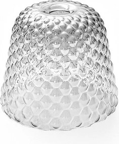 Dyfuzor ze szkła dymnego do lamp wiszących - wykończenie przezroczyste, wzór dekoracyjny, oprawka E27 (duże szkło) śr. 25 x 21,5