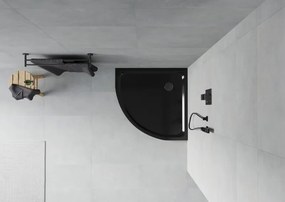 Mexen Flat brodzik półokrągły slim 90 x 90 cm, czarny, syfon czarny - 41709090B