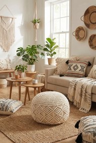 Okrągła pufa pleciona ręcznie R2-L89