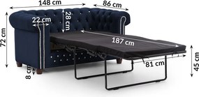 Niebieska aksamitna rozkładana sofa 148 cm York Blik – Ropez