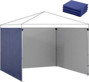 Outsunny 3-częściowy zestaw bocznych ścian z zamknięciem na suwak do pawilonu 3x3 m, ciemnoniebieski | Aosom PL