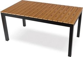 Rozkładany stół ogrodowy, kompozytowy Castello 160-210 cm, blat dąb, podstawa czarna