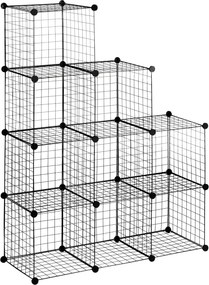 HOMCOM Półka na Buty Modułowa 9 Sześcianów Stal Czarny 35x35x35cm na Sześcian | Aosom PL