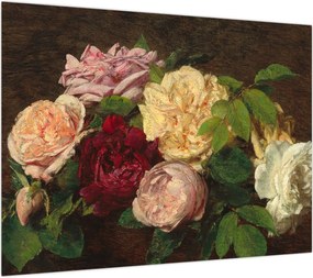 Obraz - Henri Fantin-Latour, Roses de Nice on a Table, reprodukcje (70x50 cm)