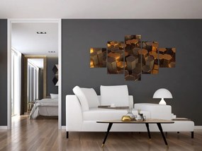 Obraz - Sześciokąty z brązu (125x70 cm)