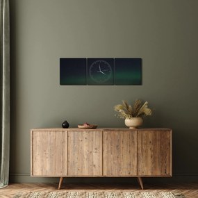 Obraz zorzy polarnej (z zegarem) (90x30 cm)