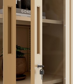 Witryna szklana AMELIA, 900 x 1850 x 400 mm, Fresh Style, beżowa