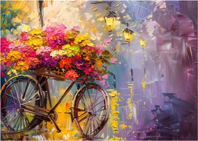 Obraz na szkle - Koło z kwiatami (70x50 cm)