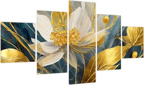 Obraz - Malowanie złotych kwiatów (125x70 cm)