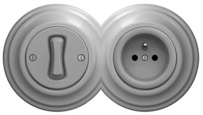 Kliklap - Retro wyłącznik jednobiegunowy nr 1 i gniazdo 230V z szarą ramką