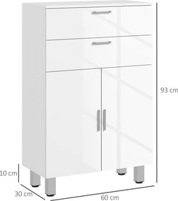 kleankin Szafka Łazienkowa, Komoda, 2 Szuflady, Regulowana Półka, Drewno, Biała