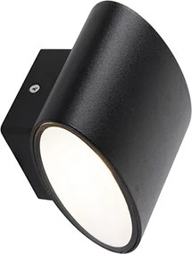 Nowoczesna lampa ścienna zewnętrzna czarna z wbudowanym LED IP44 - Ovum