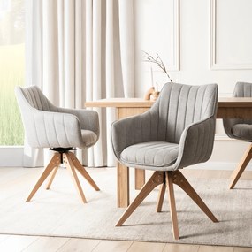 Krzesło Tapicerowane Obrotowe do Salonu LEMON Szare Nowoczesne Skandynawskie