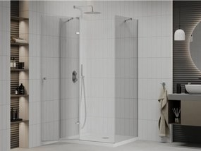 Mexen Roma kabina prysznicowa uchylna 100 x 80 cm, transparent, chrom + brodzik Flat - 854-100-080-01-00-4010