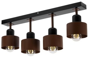 Brązowo-czarna lampa sufitowa, czteropunktowy spot DBR60x7SC z drewna