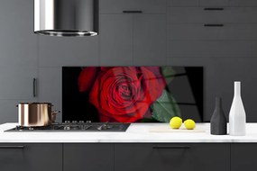 Panel Szklany do Kuchni Elegancka Róża W Zbliżeniu