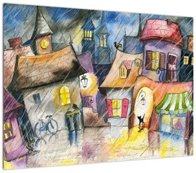 Obraz na szkle - Deszczowy wieczór (70x50 cm)