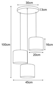 Potrójna lampa wisząca z czarno-białymi abażurami - A484-Voka