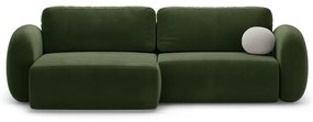Zielony aksamitny rozkładany/ze schowkiem narożnik Tonale – Cosmopolitan Design