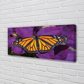 Duży obraz na płótnie Kwiaty i Kolorowy Motyl